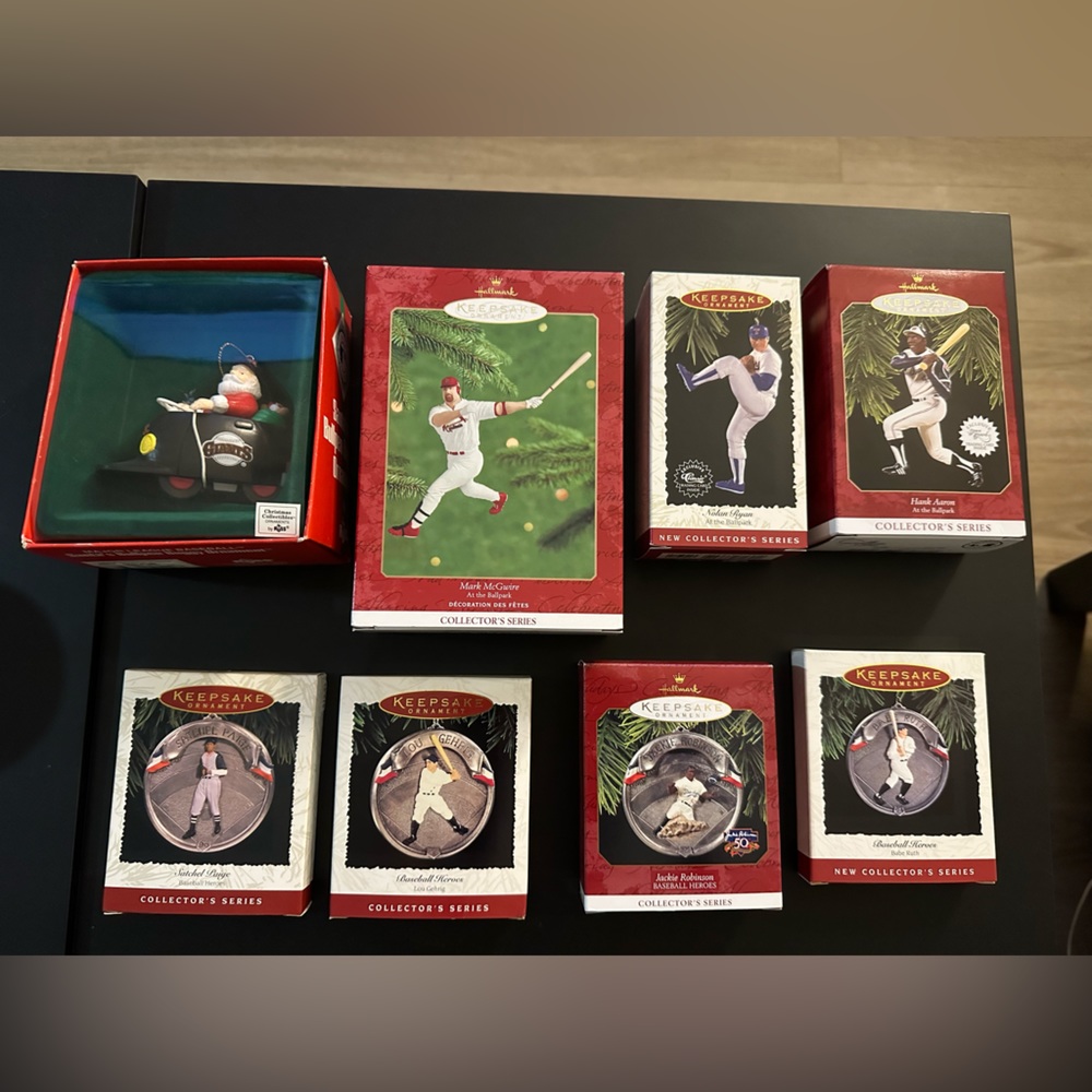 Collectors Series Baseball Vintage Hallmark Christmas Ornaments - bundle of 8